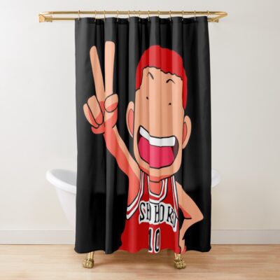 Sakuragi Hanamichi Chibi Peeker Slam Dunk Funny Shower Curtain